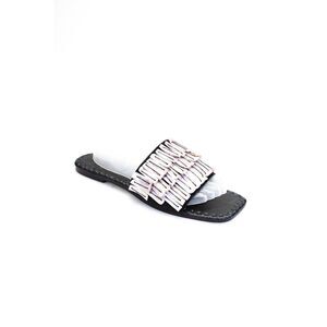 De Siena Womens Single Strap Embellished Slide Sandals Black Purple Size 39